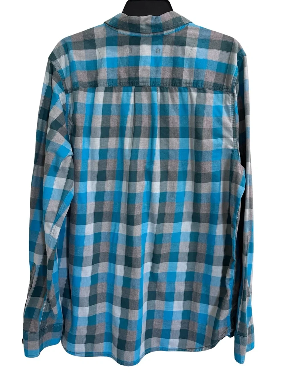 The North Face Blue Gray Plaid Button Front Shirt Western Men’s Size Large